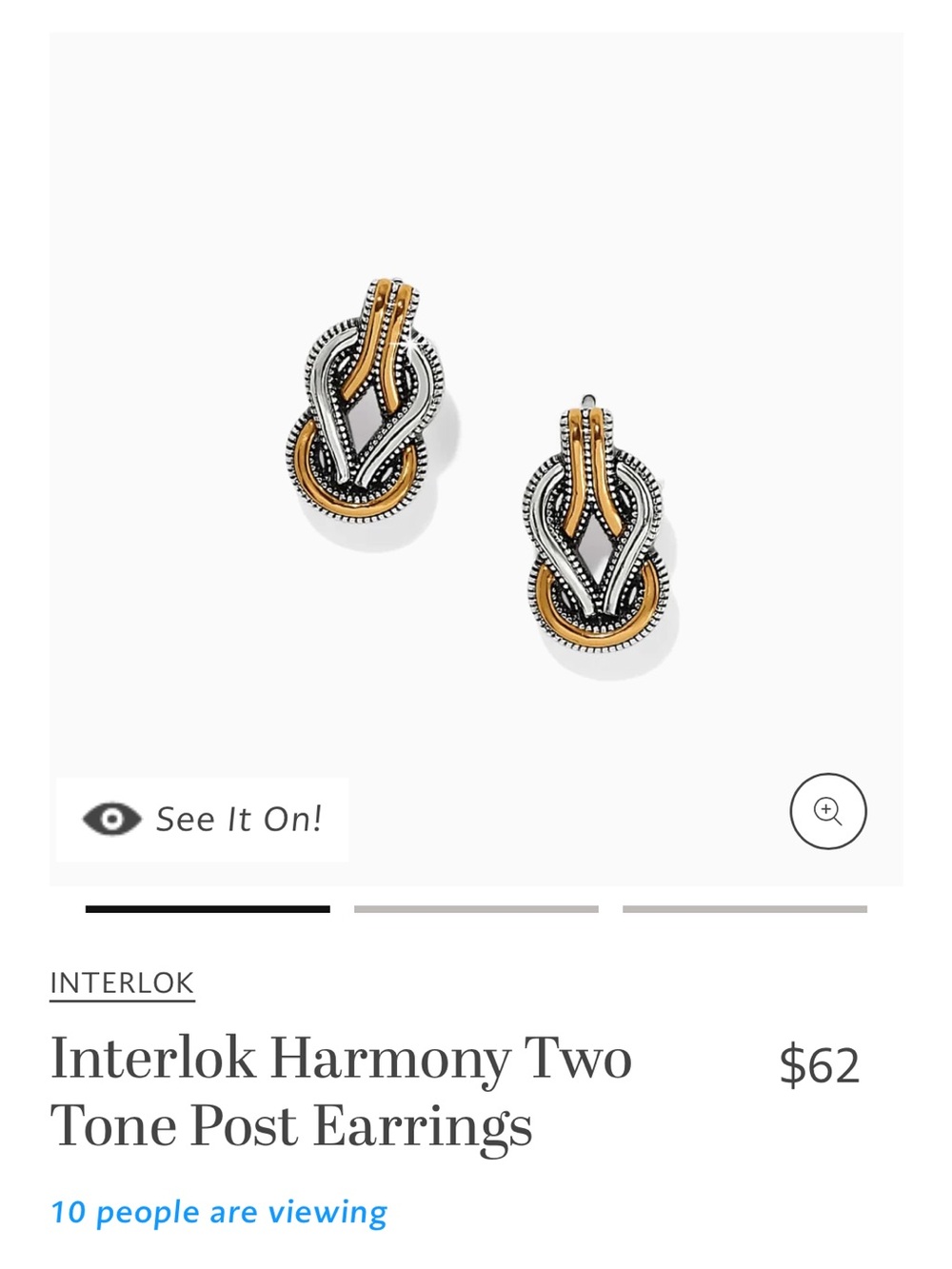 Brighton Two Tone Interlok Earrings